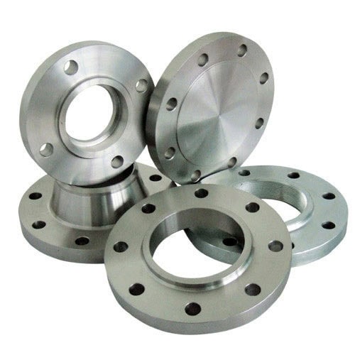Steel flange fittings for industrial piping connections.